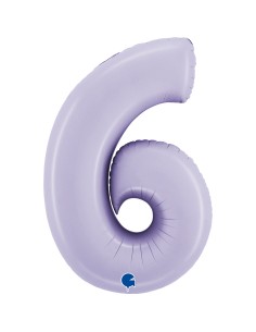 PALLONE MYLAR MEGA NUMERO N. 6 - 9 SATINATO LILLA 102CM -