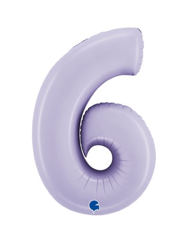 PALLONE MYLAR MEGA NUMERO N. 6 - 9 SATINATO LILLA 102CM -