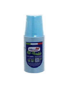 BICCHIERI PLASTICA RIUTILIZZABILE BICOLORE CELESTE 30PZ -