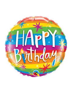PALOONE MYLAR MINISHAPE 9" HAPPY BIRTHDAY ARCOBALENO 23CM -