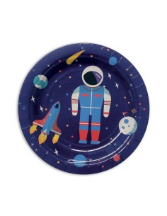PIATTO CARTA 18CM ASTRONAUTA SPAZIO 8PZ - L'Officina delle feste