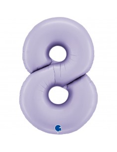 PALLONE MYLAR MEGA NUMERO N. 8 SATINATO LILLA 102CM -