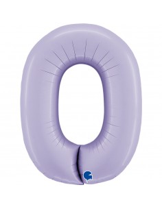 PALLONE MYLAR MEGA NUMERO N. 0 SATINATO LILLA 102CM -