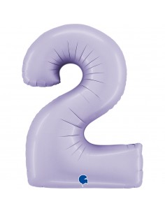 PALLONE MYLAR MEGA NUMERO N. 2 SATINATO LILLA 102CM -