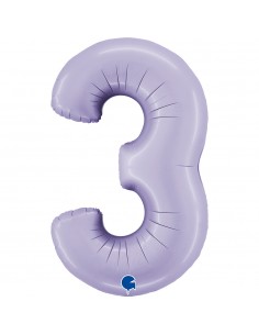 PALLONE MYLAR MEGA NUMERO N. 3 SATINATO LILLA 102CM -