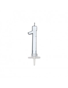CANDELA NUMERO 1 CERA ITALIC METAL ARGENTO 7CM - L'Officina