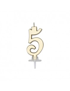 CANDELA NUMERO 5 CERA ITALIC METAL ORO 7CM - L'Officina delle