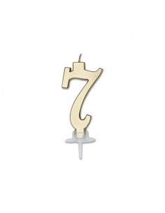 CANDELA NUMERO 7 CERA ITALIC METAL ORO 7CM - L'Officina delle