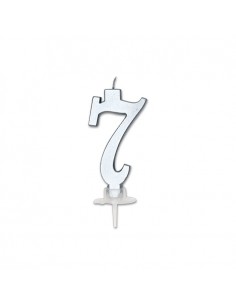 CANDELA NUMERO 7 CERA ITALIC METAL ARGENTO 7CM - L'Officina
