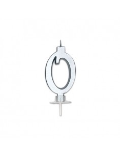 CANDELA NUMERO 0 CERA ITALIC METAL ARGENTO 7CM - L'Officina