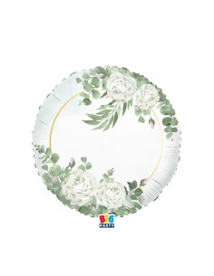 PALLONE MYLAR 18" 45CM EUCALIPTO E ROSE - L'Officina delle feste