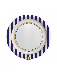 8 PIATTI CARTA 24CM MARINARESCO - L'Officina delle feste