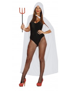 MANTELLO VELLUTO BIANCO CON CAPPUCCIO 130 CM - L'Officina delle