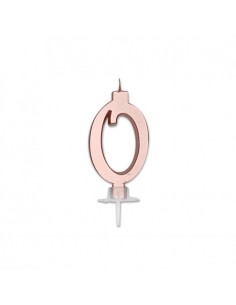CANDELA NUMERO 0 CERA ITALIC METAL ROSE GOLD 7CM - L'Officina