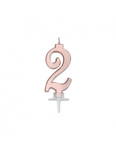 CANDELA NUMERO 2 CERA ITALIC METAL ROSE GOLD 7CM - L'Officina