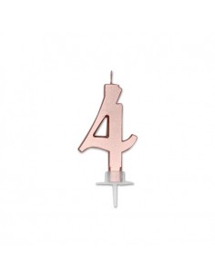 CANDELA NUMERO 4 CERA ITALIC METAL ROSE GOLD 7CM - L'Officina