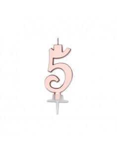 CANDELA NUMERO 5 CERA ITALIC METAL ROSE GOLD 7CM - L'Officina