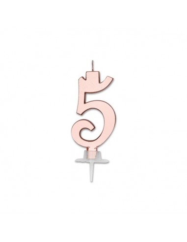 CANDELA NUMERO 5 CERA ITALIC METAL ROSE GOLD 7CM - L'Officina
