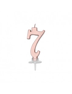 CANDELA NUMERO 7 CERA ITALIC METAL ROSE GOLD 7CM - L'Officina