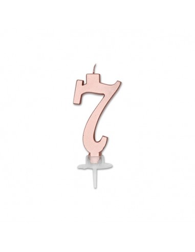 CANDELA NUMERO 7 CERA ITALIC METAL ROSE GOLD 7CM - L'Officina