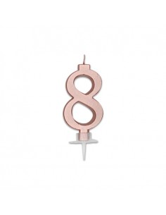 CANDELA NUMERO 8 CERA ITALIC METAL ROSE GOLD 7CM - L'Officina