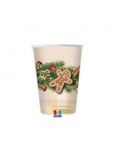 6 BICCHIERI CARTA 250CC GINGERBREAD PLASTIC FREE - L'Officina