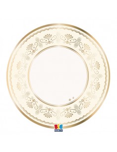 6 SOTTOPIATTI CARTA 32CM ROYAL IVORY BORDO ORO METAL -