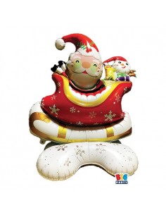PALLONE MYLAR 3D SLITTA BABBO NATALE 95X112X56CM - L'Officina