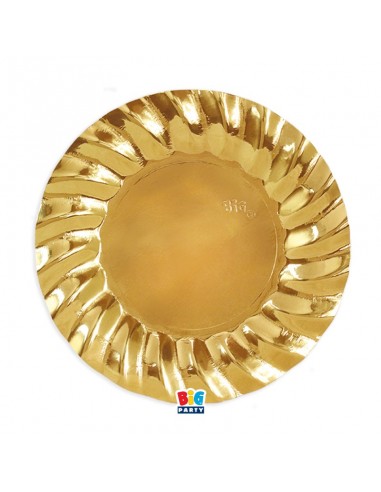 PIATTO CARTA Ø 25CM WAVY ORO METAL 8PZ - L'Officina delle feste