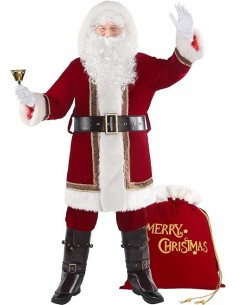 COSTUME DI BABBO NATALE LUSSO IN VELLUTO E PELUCHE CON