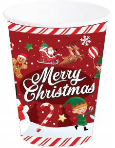 6 BICCHIERI CARTA 240ML MERRY CHRISTMAS - L'Officina delle feste