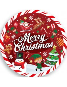 6 PIATTI CARTA 23 CM MERRY CHRISTMAS - L'Officina delle feste