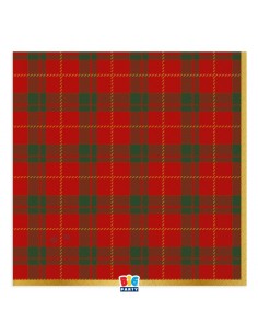 16 TOVAGLIOLI 33X33 NATALE TARTAN GOLD BORDO ORO METAL -