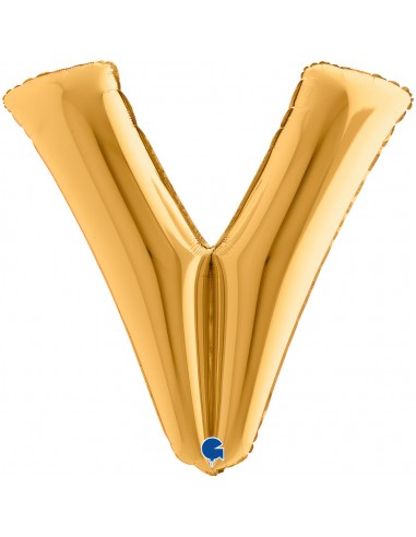 PALLONE MYLAR MEGA LETTERA "V" ORO 102CM - L'Officina delle