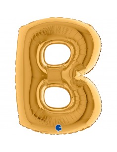 PALLONE MYLAR MEGA LETTERA "B" ORO 102CM - L'Officina delle
