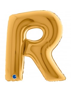 PALLONE MYLAR MEGA LETTERA "R" ORO 102CM - L'Officina delle