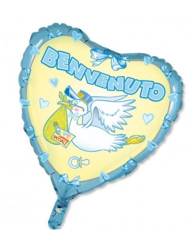 PALLONE MYLAR 18" CUORE "BENVENUTO" 45CM - L'Officina delle