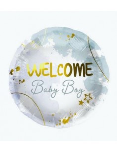 PALLONE MYLAR 18" WELCOME BABY BOY 45CM - L'Officina delle feste
