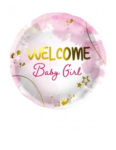 PALLONE MYLAR 18" WELCOME BABY GIRL 45CM - L'Officina delle