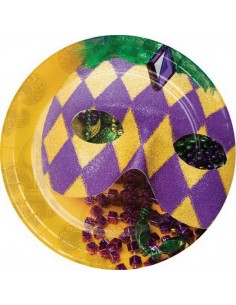 PIATTO CARTA 18CM MASCHERA CARNEVALE 8PZ - L'Officina delle