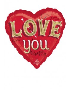 PALLONE MYLAR CUORE 18" LOVE YOU 45CM - L'Officina delle feste