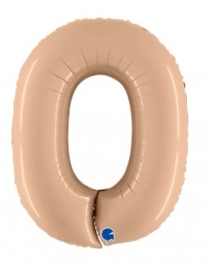 PALLONE MYLAR MEGA NUMERO N. 0 SATINATO NUDE 102CM - L'Officina