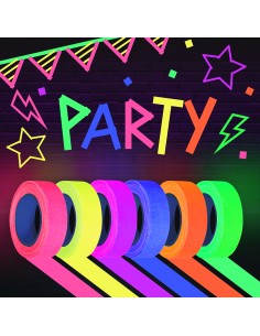 6 ROTOLI NASTRO ADESIVO MULTICOLORE FLUO 5MT - L'Officina delle