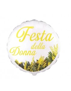 PALLONE MYLAR 18" FESTA DELLA DONNA MIMOSE 45CM
