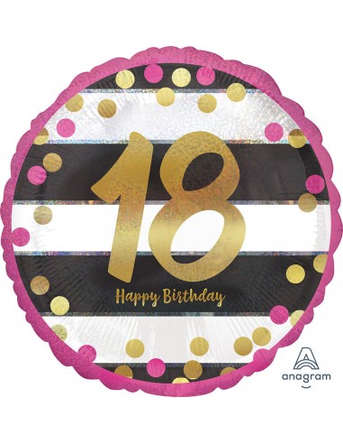 PALLONE MYLAR 18" N. 18 HAPPY BIRTHDAY MILESTONE - L'Officina