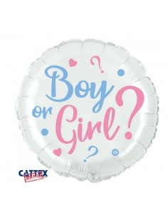 PALLONE MYLAR 18" BOY OR GIRL? BIANCO 45CM - L'Officina delle