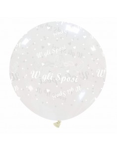 PALLONE LATTICE MONGOLFIERA 32" TRASPARENTE "W GLI SPOSI" 80CM