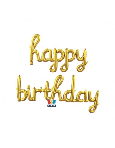 PALLONI MYLAR SCRITTA HAPPY BIRTHDAY GOLD ORO 467X46CM -