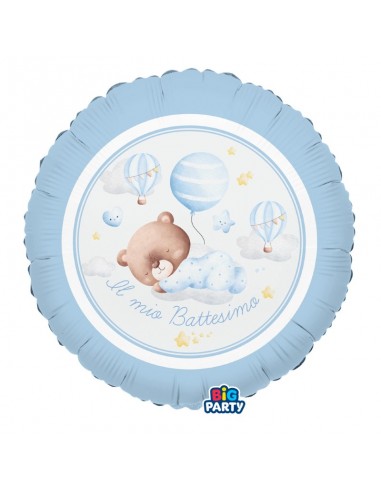 PALLONE MYLAR 18" IL MIO BATTESIMO ORSETTO CELESTE - L'Officina