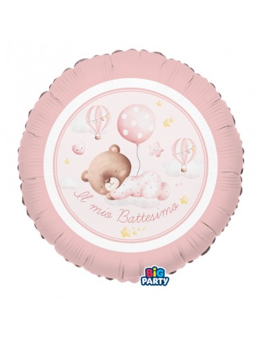 PALLONE MYLAR 18" IL MIO BATTESIMO ORSETTO ROSA - L'Officina